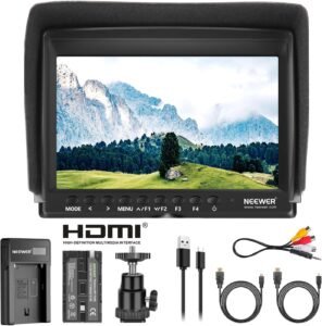 NEEWER F100 7-Inch Camera Field Monitor Kit with IPS HD Display, Battery, and USB Charger